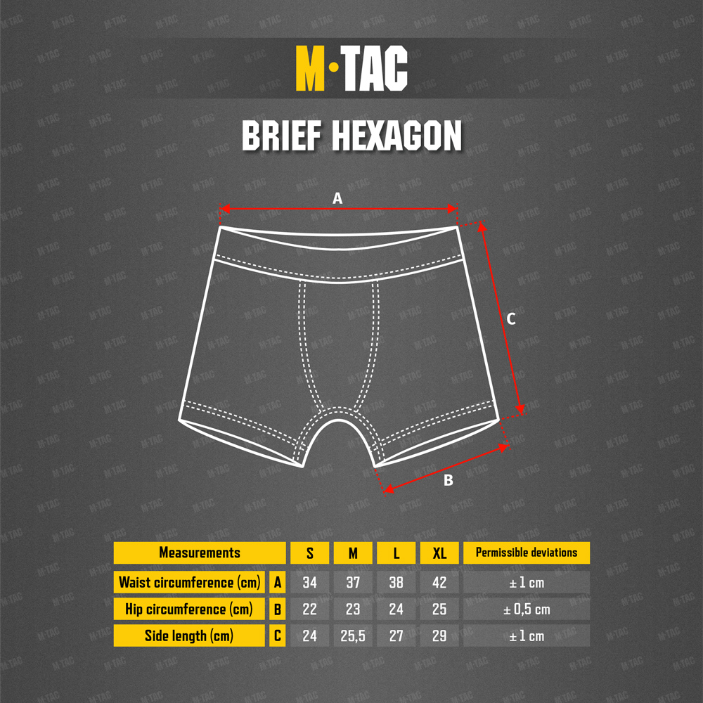 Maattabel Underwear Hexagon