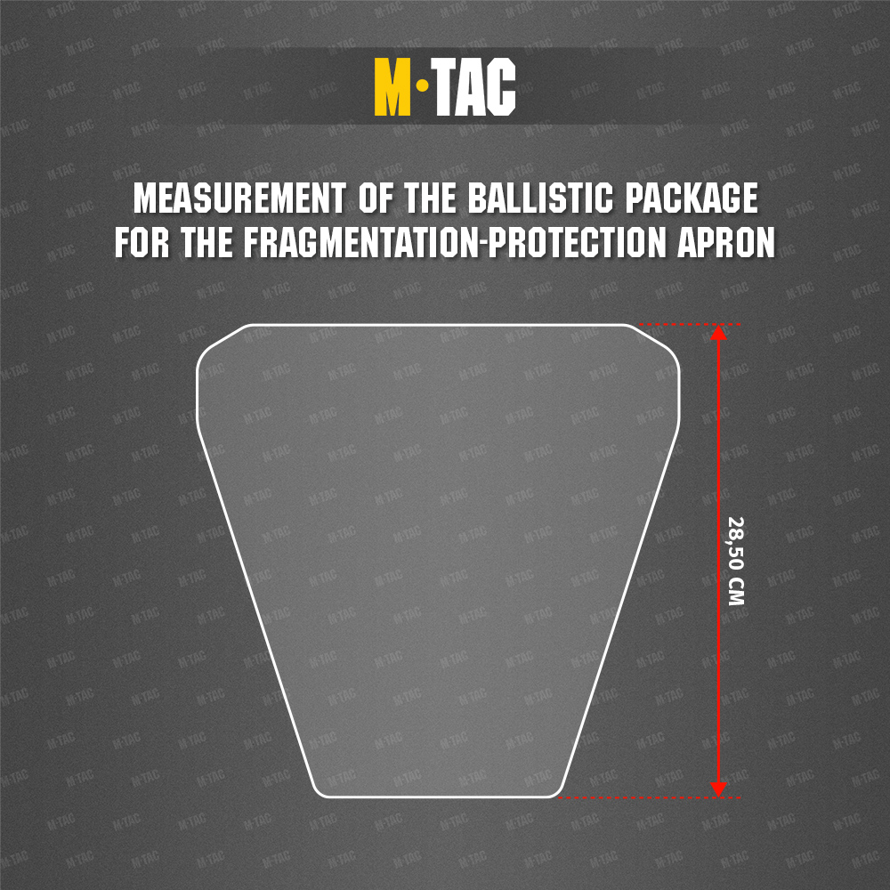 Maattabel Anti-Fragmentation Apron for ballistic panel inserts Laser Cut