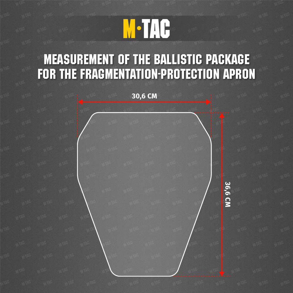 Maattabel Anti-Fragmentation Apron for ballistic panel inserts Laser Cut XL